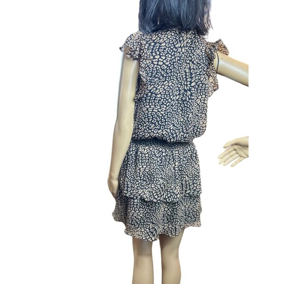 (5for $25) 1.STATE Smocked-Neck Leopard-Print Mini Dress Size Small‎ - Picture 5 of 12